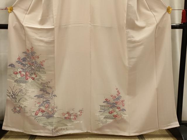 平和屋着物■訪問着 松竹梅飛鶴風景文 暈し染め 正絹 逸品 AABI3946sx