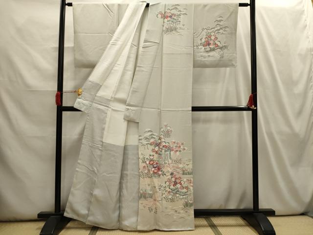 平和屋着物■訪問着 作家物 松竹梅御所車花風景文 正絹 逸品 AABI3952sx