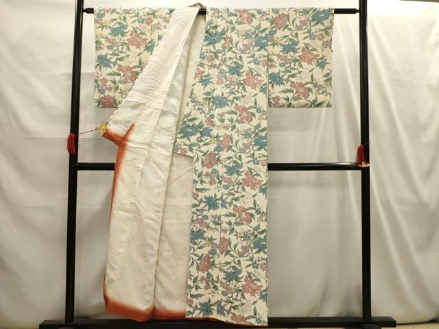 平和屋着物■上質な小紋 草花文 正絹 逸品 AABI3963sx