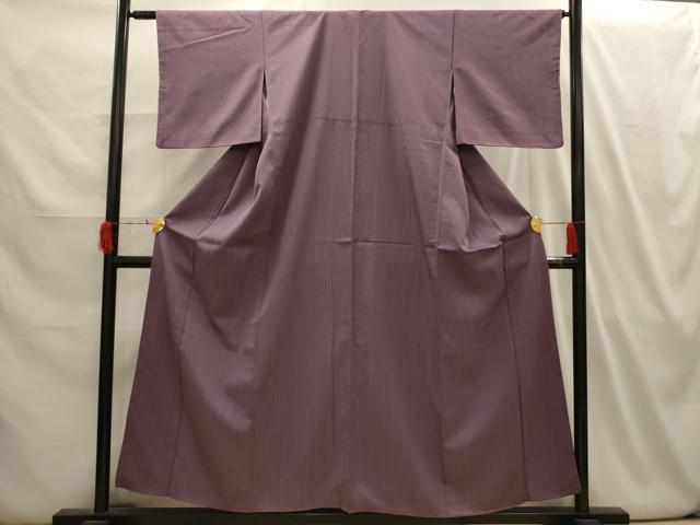 平和屋着物■上質な色無地 杢目地紋 葡萄鼠色 正絹 逸品 AABI3968sx