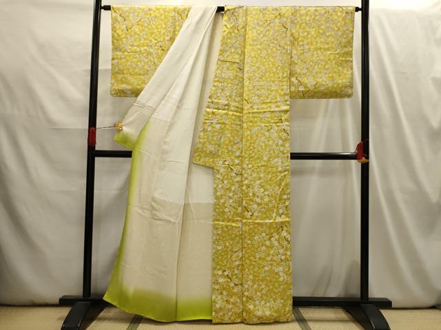 平和屋着物■上質な小紋 枝梅文 暈し染め 正絹 逸品 AABI3969sx