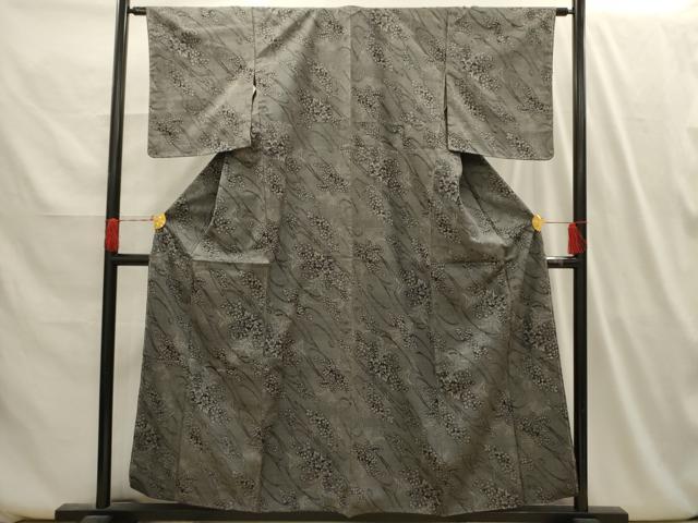平和屋着物■上質な紬 流水花文 正絹 逸品 AABI3972sx