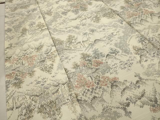 平和屋着物■上質な紬 風景文 ロング丈 正絹 逸品 AABI3974sx
