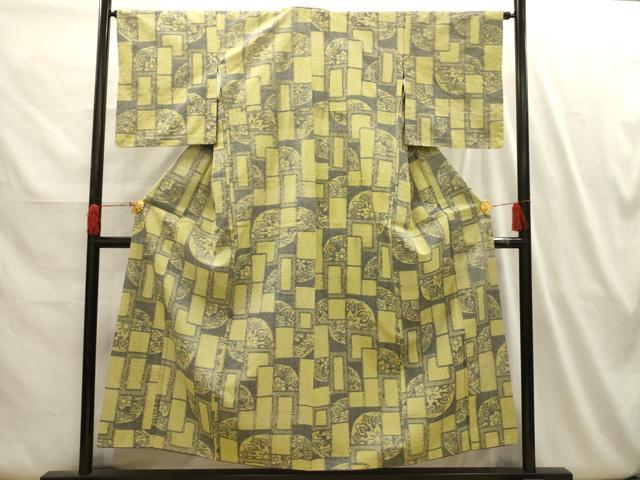 平和屋着物■上質な紬 花丸文 胴抜き仕立て 正絹 逸品 AABI3979sx