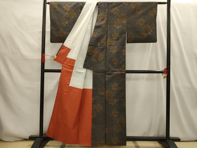 平和屋着物■上質な紬 花唐草文 正絹 逸品 AABI3982sx