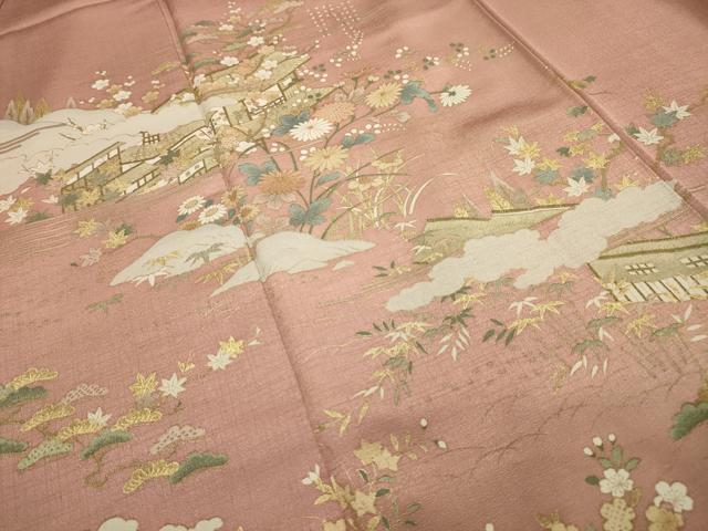 平和屋着物■訪問着 松竹梅風景文 金彩 正絹 逸品 AABI3984sx
