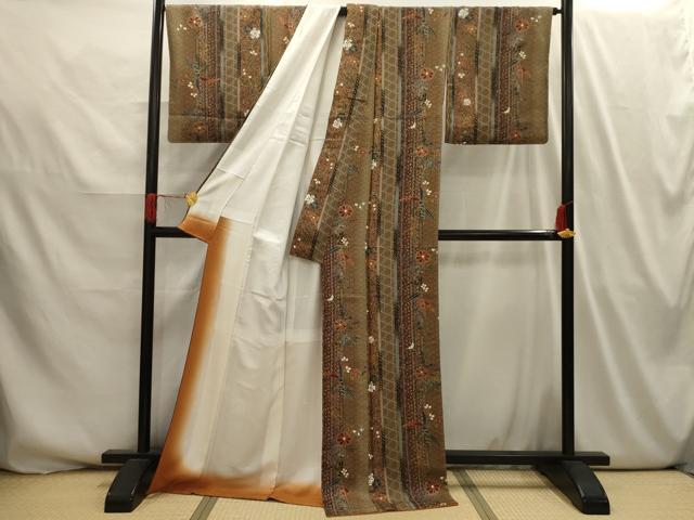 平和屋着物■上質な小紋 花間道 金糸 正絹 逸品 AABI3986sx