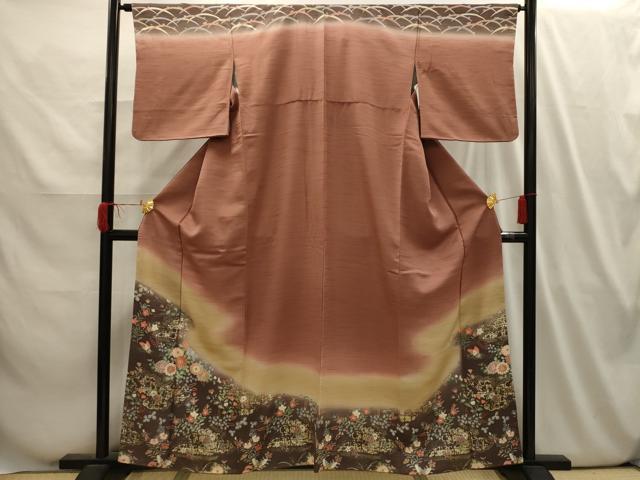 平和屋着物■訪問着 草花文 暈し染め 金彩 正絹 逸品 AABI4003sx