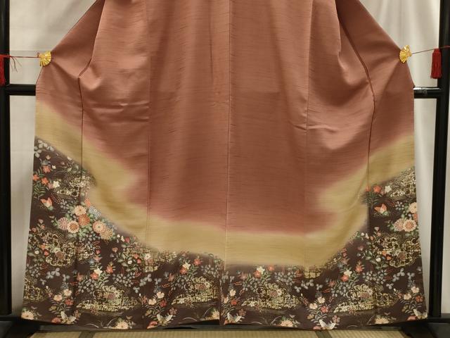 平和屋着物■訪問着 草花文 暈し染め 金彩 正絹 逸品 AABI4003sx