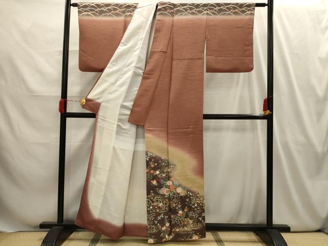 平和屋着物■訪問着 草花文 暈し染め 金彩 正絹 逸品 AABI4003sx