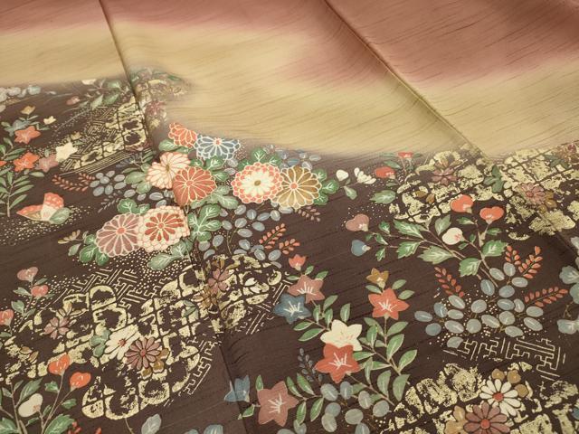 平和屋着物■訪問着 草花文 暈し染め 金彩 正絹 逸品 AABI4003sx