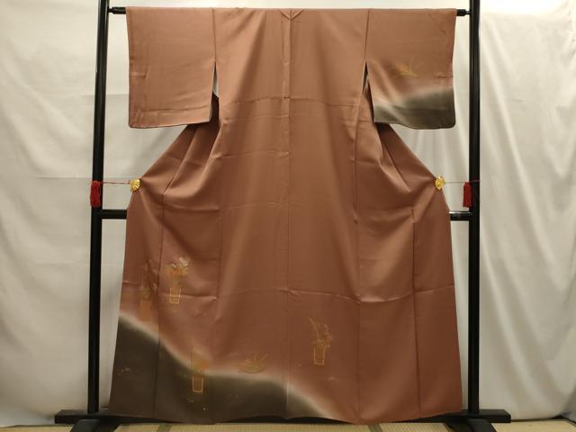 平和屋着物■訪問着 刺繍 飾花文 暈し染め 金糸 金彩 正絹 逸品 AABI4012sx