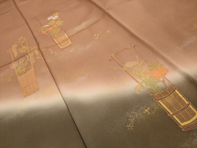 平和屋着物■訪問着 刺繍 飾花文 暈し染め 金糸 金彩 正絹 逸品 AABI4012sx
