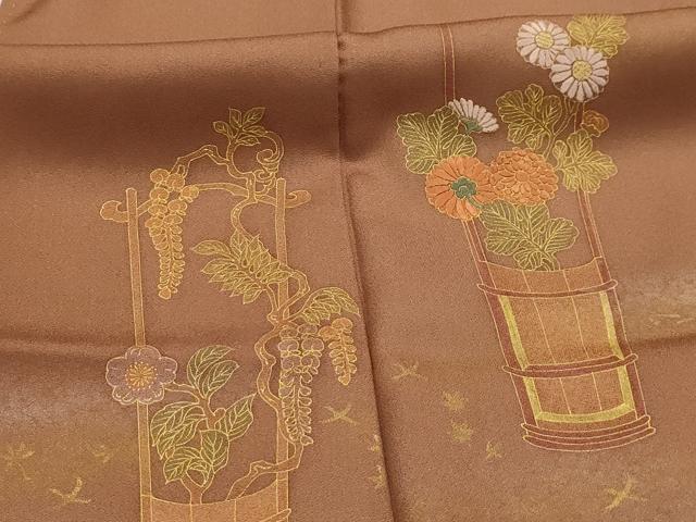平和屋着物■訪問着 刺繍 飾花文 暈し染め 金糸 金彩 正絹 逸品 AABI4012sx