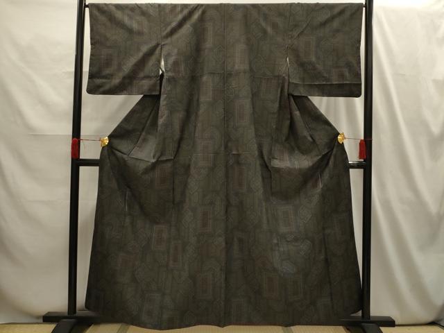 平和屋着物■上質な紬 色紙重ね花文 正絹 逸品 AABI4014sx