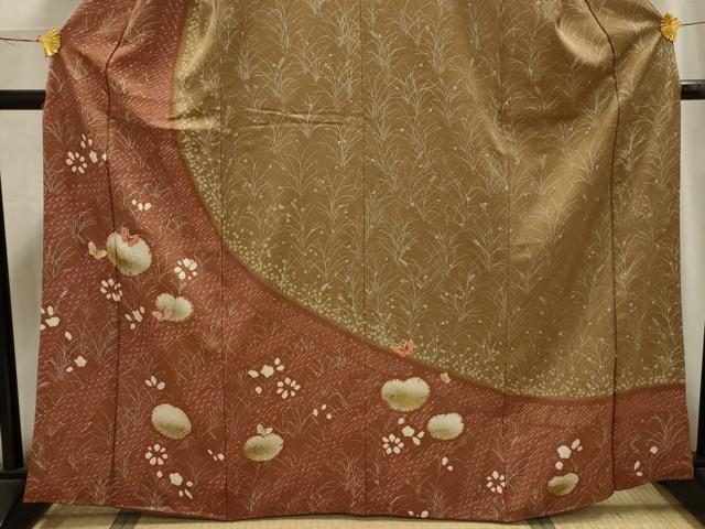 平和屋着物■訪問着 絞り 花蝶文 正絹 逸品 AABI4015sx