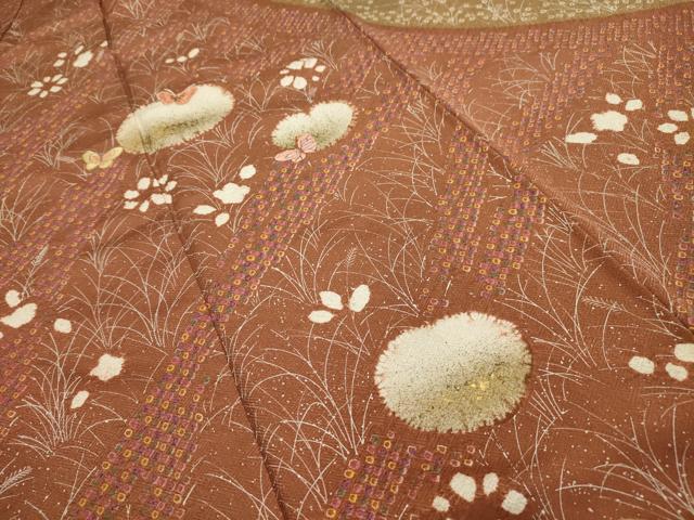 平和屋着物■訪問着 絞り 花蝶文 正絹 逸品 AABI4015sx