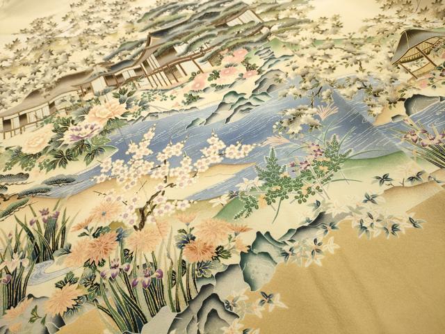 平和屋着物■豪華色留袖 作家物 松竹梅風景文 金彩 正絹 逸品 AABI4016sx