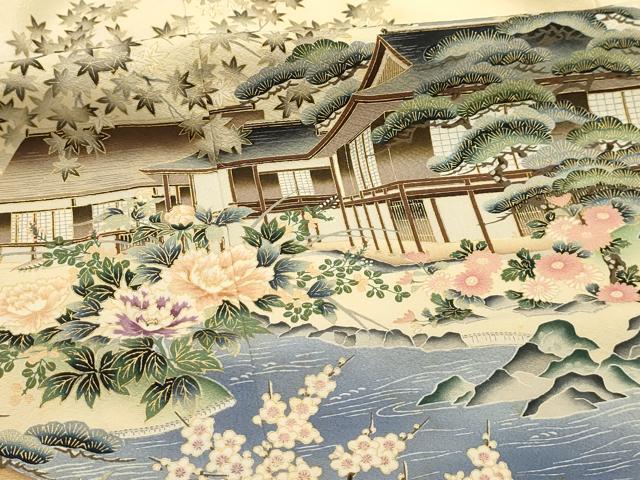 平和屋着物■豪華色留袖 作家物 松竹梅風景文 金彩 正絹 逸品 AABI4016sx