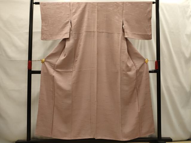 平和屋着物■上質な色無地 雲取り吉祥花地紋 赤白橡色 正絹 逸品 AABI4021sx