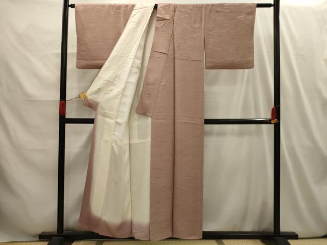 平和屋着物■上質な色無地 雲取り吉祥花地紋 赤白橡色 正絹 逸品 AABI4021sx