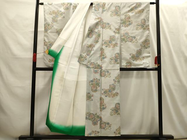 平和屋着物■小振袖 二尺袖 紬地 亀甲花文 正絹 逸品 AABI4023sx