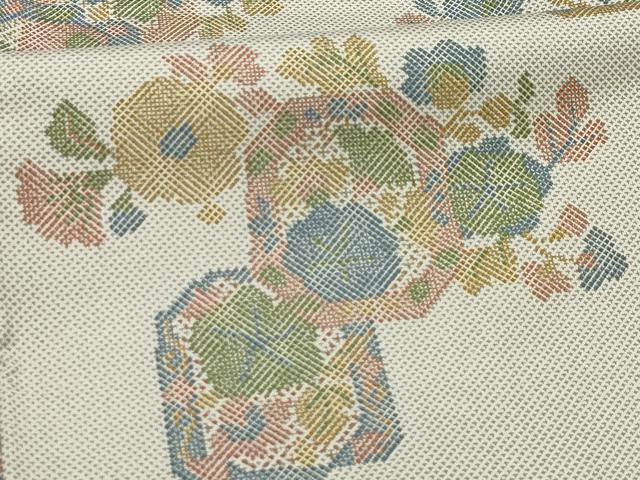 平和屋着物■小振袖 二尺袖 紬地 亀甲花文 正絹 逸品 AABI4023sx