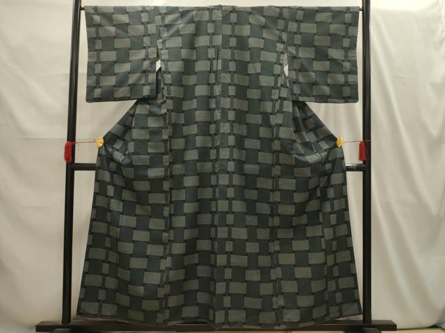 平和屋着物■上質な紬 網代文様 正絹 逸品 AABI4025sx