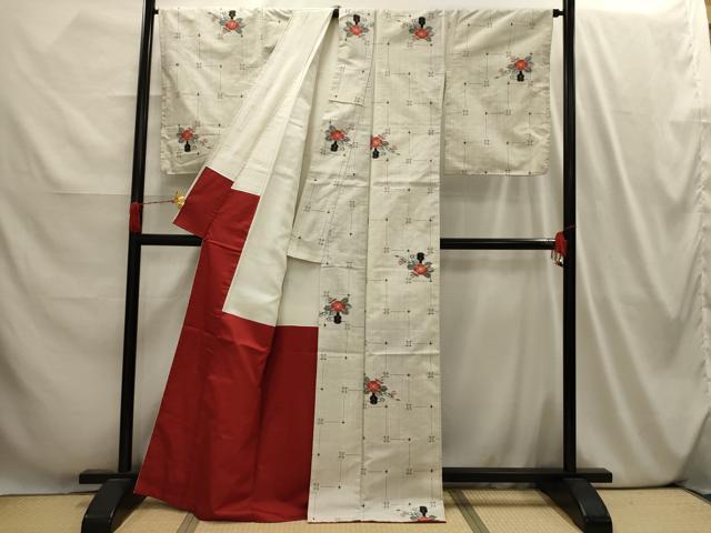 平和屋着物■上質な紬 飾花文 正絹 逸品 AABI4029sx