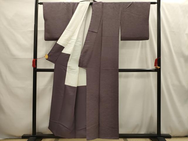 平和屋着物■上質な色無地 笹竹地紋 鳩羽鼠色 正絹 逸品 AABI4038sx