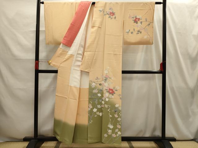 平和屋着物■訪問着 作家物 枝花文 暈し染め 正絹 逸品 AABI4043sx