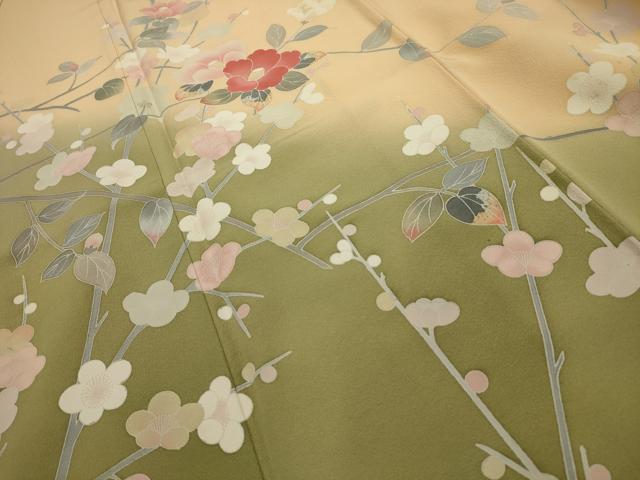 平和屋着物■訪問着 作家物 枝花文 暈し染め 正絹 逸品 AABI4043sx