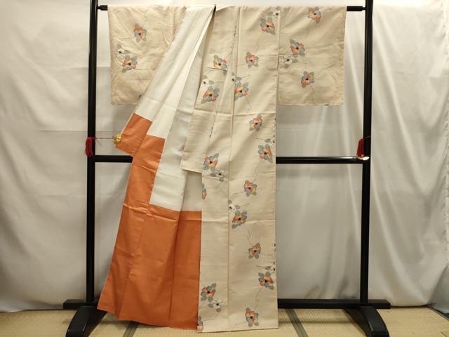 平和屋着物■上質な紬 枝花文 正絹 逸品 AABI4045sx