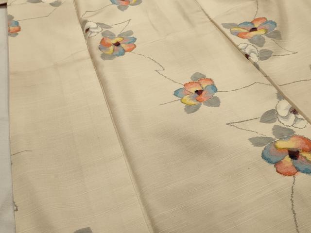 平和屋着物■上質な紬 枝花文 正絹 逸品 AABI4045sx