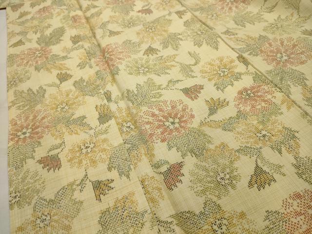 平和屋着物■上質な紬 草花文 正絹 逸品 AABI4046sx