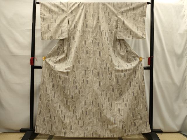 平和屋着物■上質な紬 幾何学文様 正絹 逸品 AABI4050sx