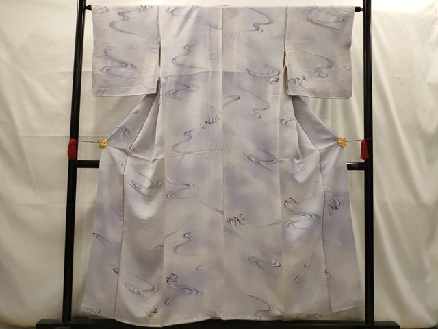 平和屋着物■上質な小紋 地紋起こし 流水文 暈し染め 正絹 逸品 AABI4061sx