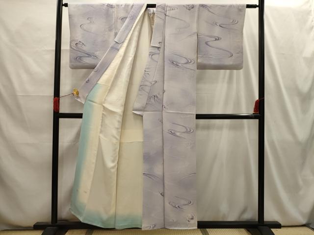 平和屋着物■上質な小紋 地紋起こし 流水文 暈し染め 正絹 逸品 AABI4061sx