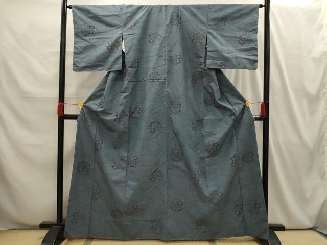 平和屋着物■上質な紬 雪輪花文 正絹 逸品 AABI4068sx