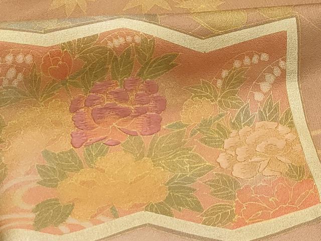 平和屋着物■訪問着 刺繍 群れ鶴花屏風文 暈し染め 金彩 正絹 逸品 AABI4072sx