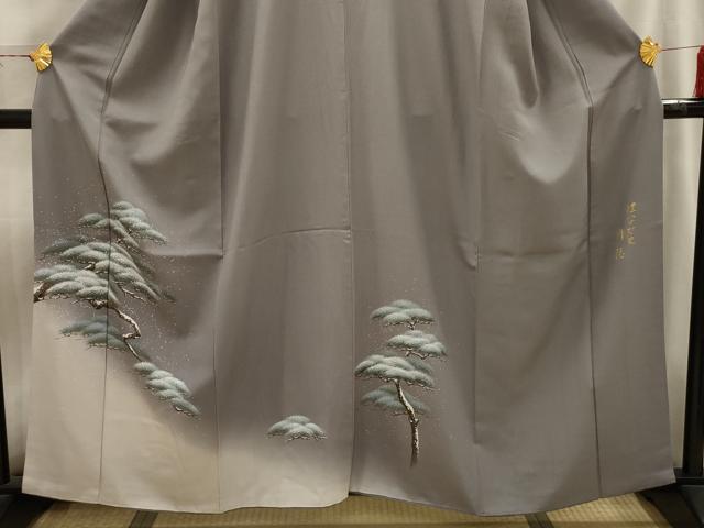平和屋着物■訪問着 作家物 風景文 松 暈し染め 正絹 逸品 AABI4074sx