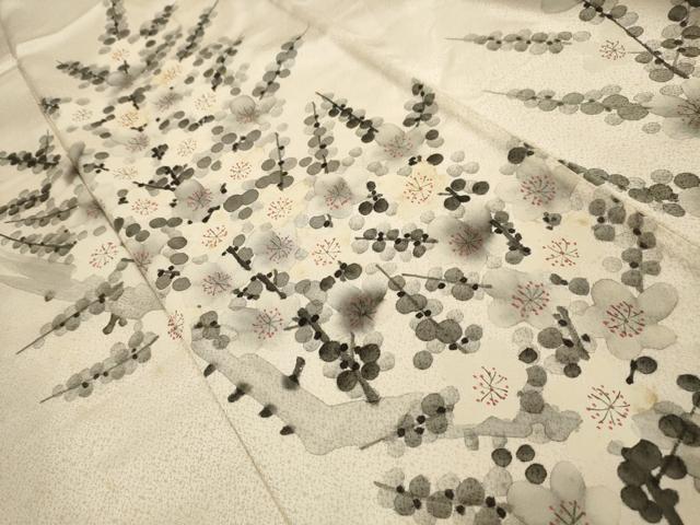 平和屋着物■訪問着 手描き 枝梅文 正絹 逸品 AABI4083sx