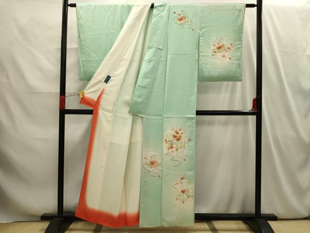 平和屋着物■訪問着 駒刺繍 花文箱文 暈し染め 正絹 逸品 AABI4100sx
