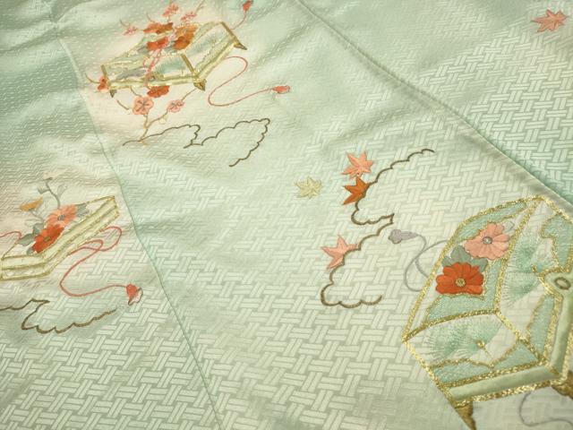 平和屋着物■訪問着 駒刺繍 花文箱文 暈し染め 正絹 逸品 AABI4100sx