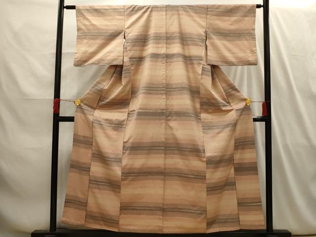 平和屋着物■上質な紬 横段文 正絹 逸品 AABI4102sx