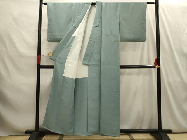 平和屋着物■上質な色無地 草花地紋 千草色 正絹 逸品 AABI4103sx