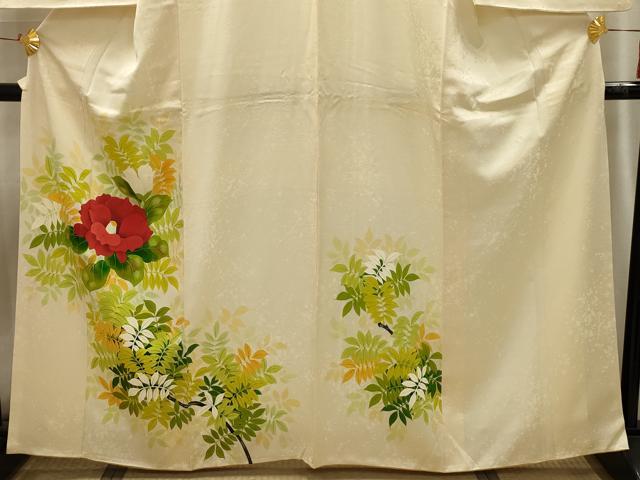平和屋着物■訪問着 手描き 椿 正絹 逸品 AABI4104sx