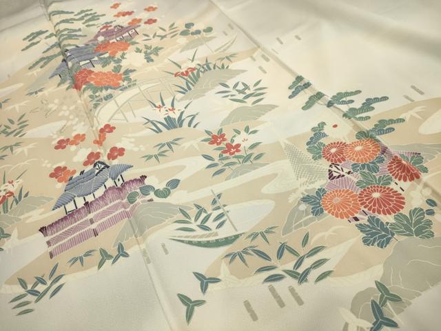 平和屋着物■訪問着 松竹梅風景文 暈し染め 正絹 逸品 AABI4107sx