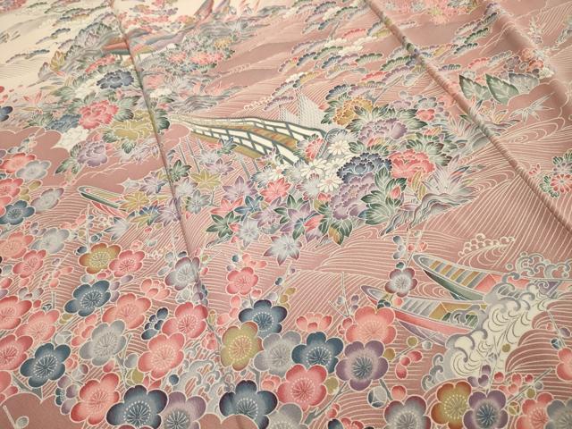 平和屋着物■訪問着 松竹梅風景文 暈し染め 正絹 逸品 AABI4113sx