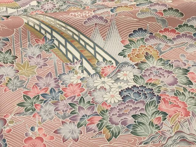 平和屋着物■訪問着 松竹梅風景文 暈し染め 正絹 逸品 AABI4113sx